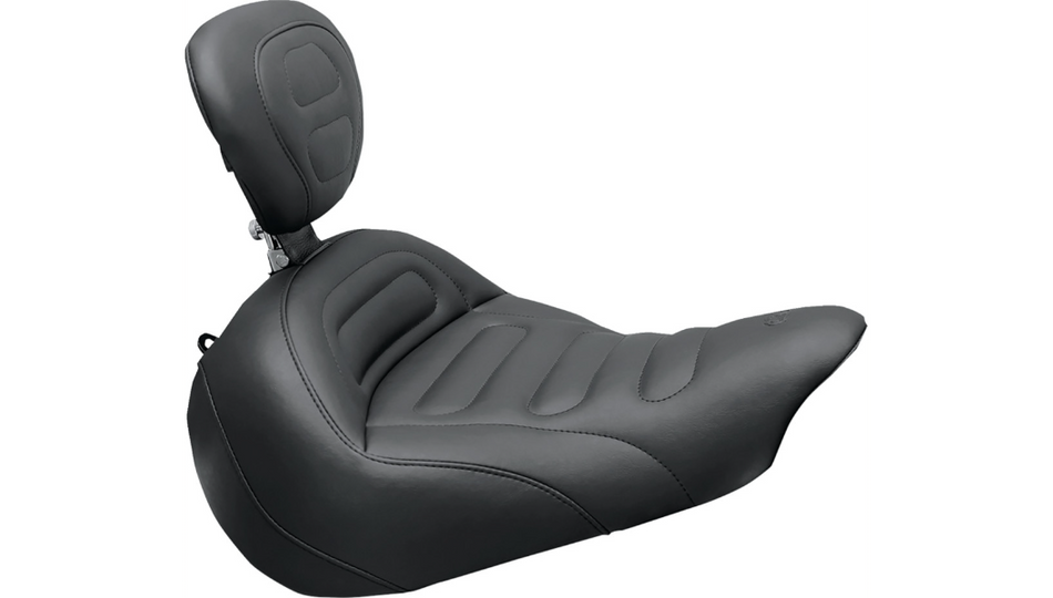 Mustang Solo Tour Breakout Black Trapezoid Stitch Harley Seat W/Receiver for 13-17 FXSB
