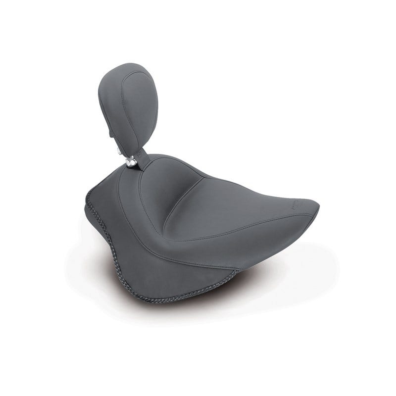 Mustang 79742 Seat Wide Black Vintage Solo Seat w/ Backrest Harley Softail FXS & FLS