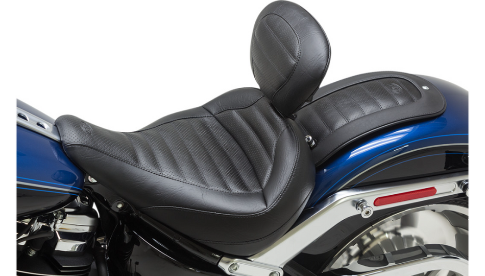 Mustang Solo Front Black Harley Seat W/ Driver Backrest Tuck-N-Roll 18-23 FLFB/S