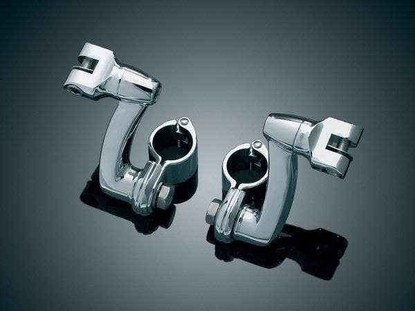Kuryakyn Chrome Longhorn Offset Footpeg w/ 1.25" Magnum Clamps Highway Mounts