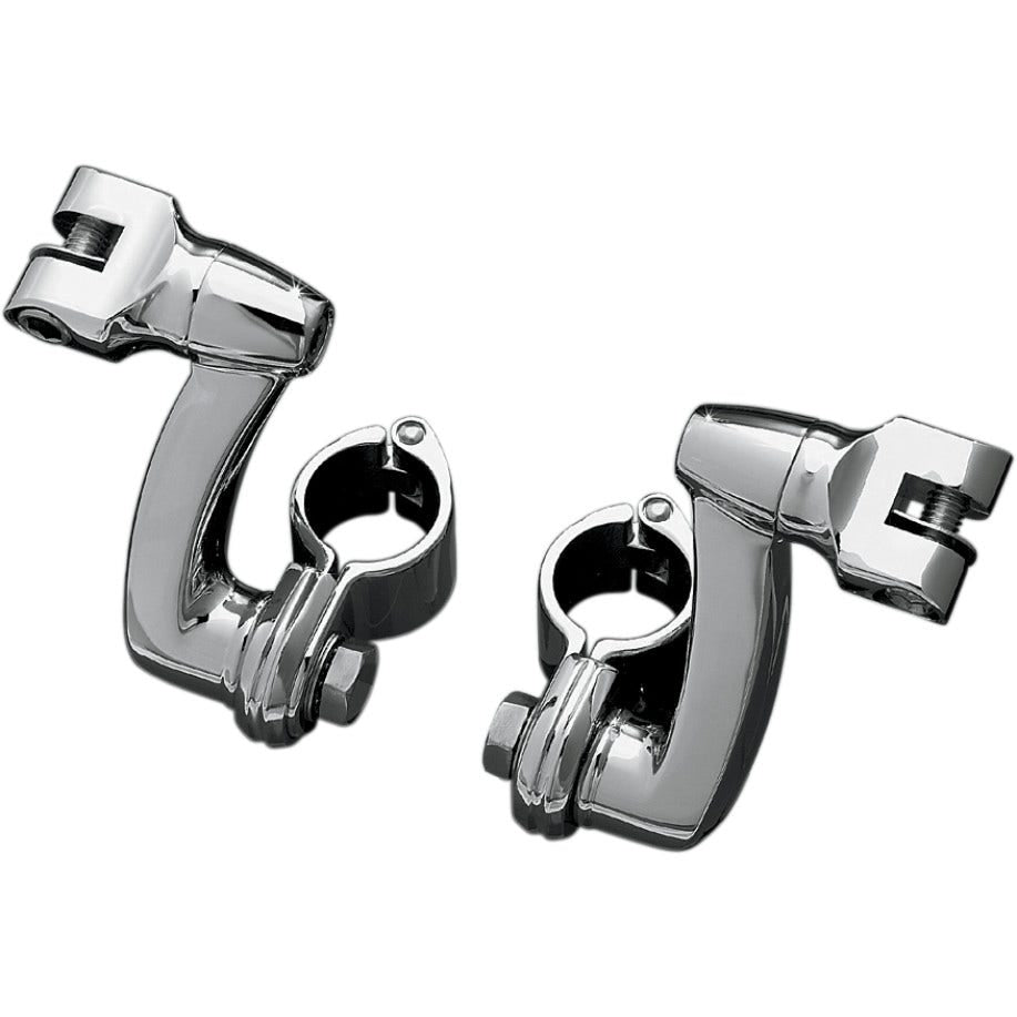 Kuryakyn Chrome Longhorn Offset Footpeg w/ 1.25" Magnum Clamps Highway Mounts