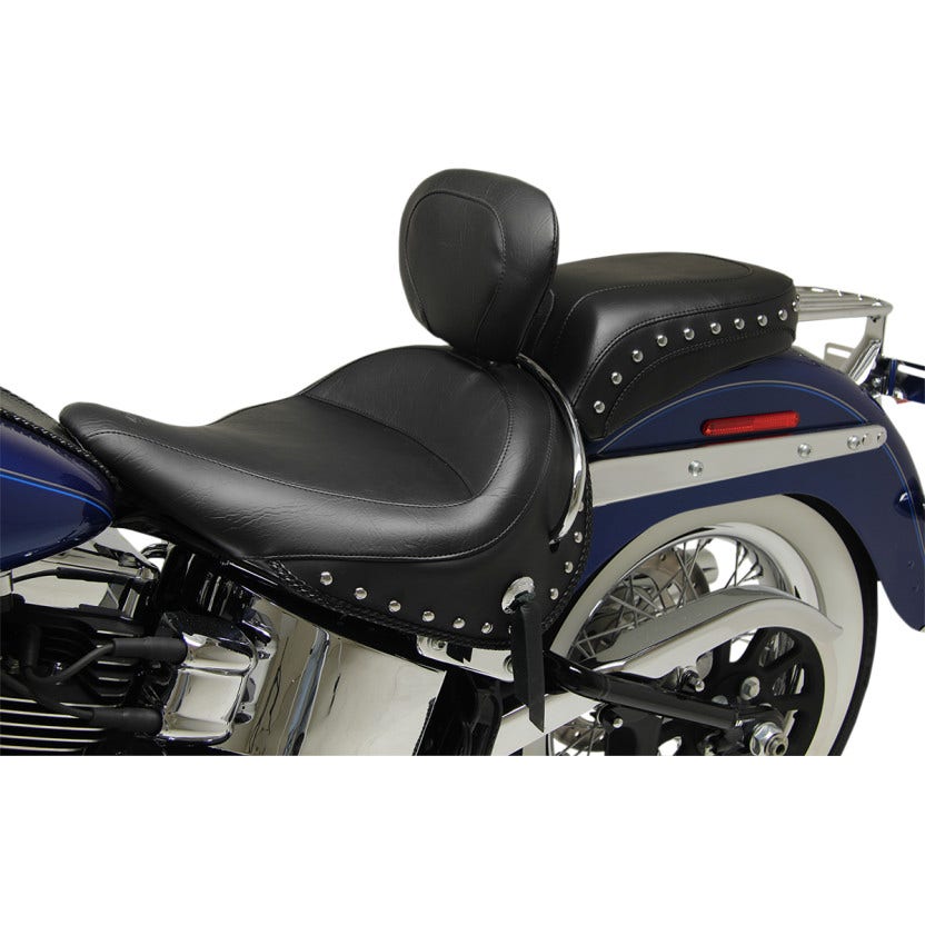 Mustang 79913 Studded Wide Solo w/ Removable Backrest Seat Harley 05-17 Softail FLSTN