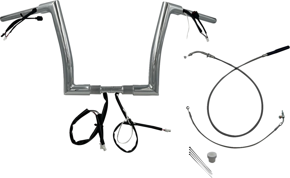 FBI Fat Baggers 1-1/2" EZ Flat Top Pre-Wired Handlebars for FLTR '23-'26 - Chrome / 12"