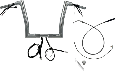 FBI Fat Baggers 1-1/2" EZ Flat Top Pre-Wired Handlebars for FLTR '23-'26 - Chrome / 12"