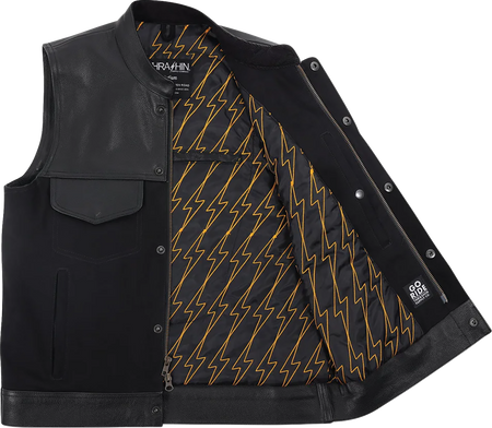 Thrashin Supply Co. Kanan Leather/Denim Riding Vest - Black