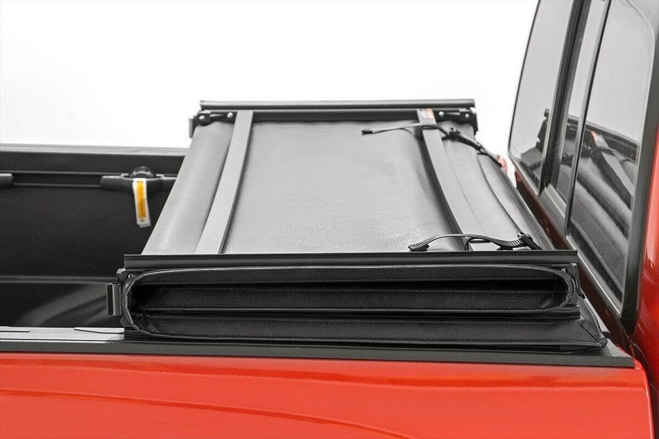 Rough Country Tri-Fold Tonneau Bed Cover 19-Up Chevy Silverado Sierra 1500 5' 8"