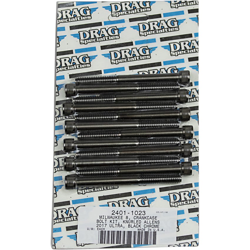 Drag Specialties Black Crank Case Bolt Kit Knurled Allen Head 17-25 Harley M8
