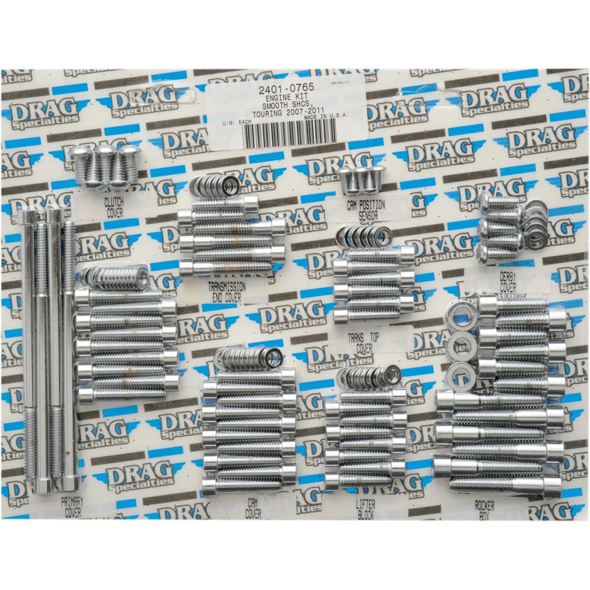 Drag Specialties MK700S Chrome Smooth Socket-Head Bolt Set 07-16 Harley Touring