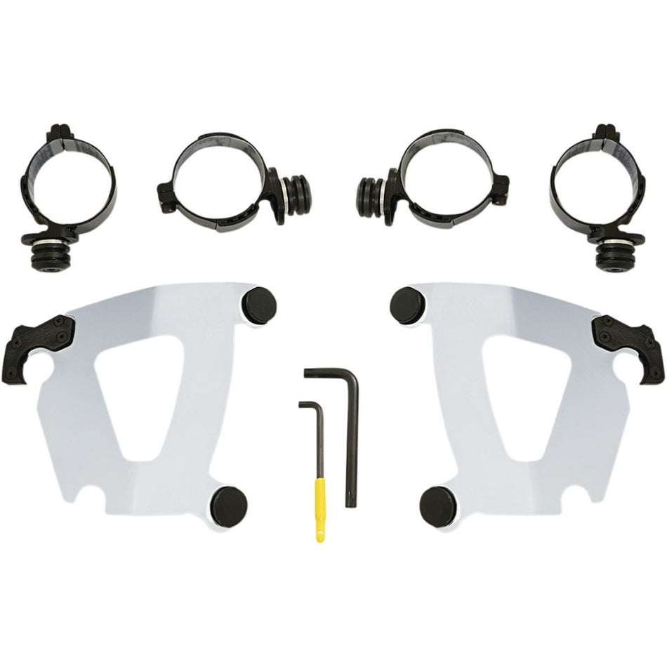 Memphis Shades MEK2050 Polished Fairing Trigger Lock Mount Kit Harley FXFB 18-Up