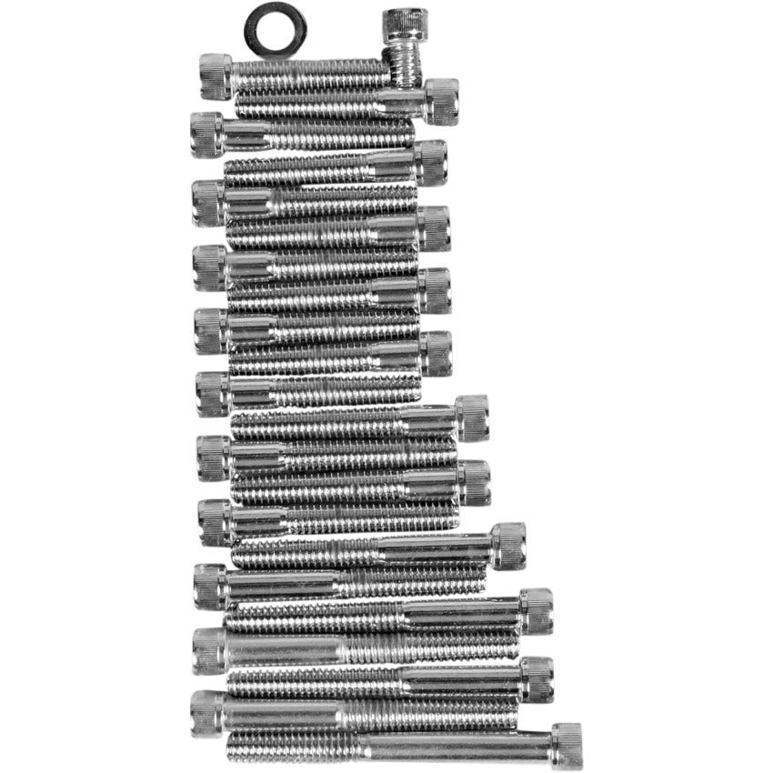 Drag Specialties Chrome Knurled Side Cover Bolt Kit 4 Harley 86-90 XL Models