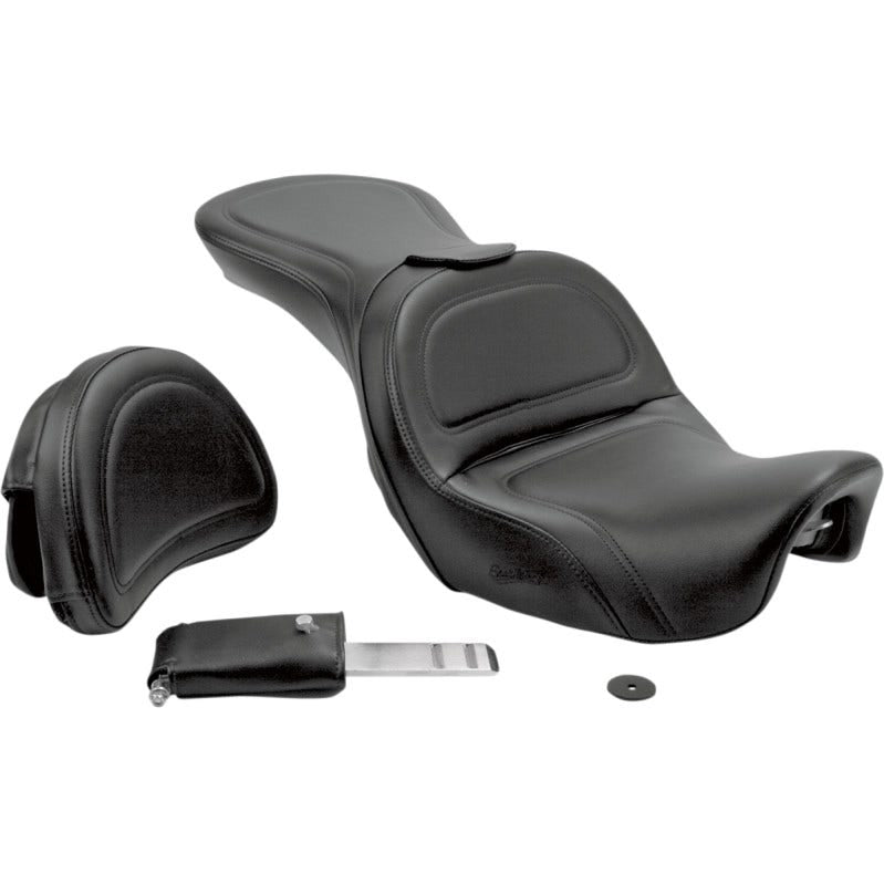 Saddlemen Explorer 2 Up Seat W/ Driver Backrest Harley Dyna FXD FLD FXDWG 06-17