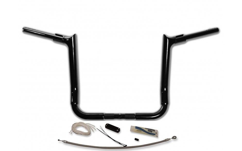FBI Fat Baggers 1-1/2 Black 12" EZ Install Pointed Handlelbar Cable PKG FLH 08-13