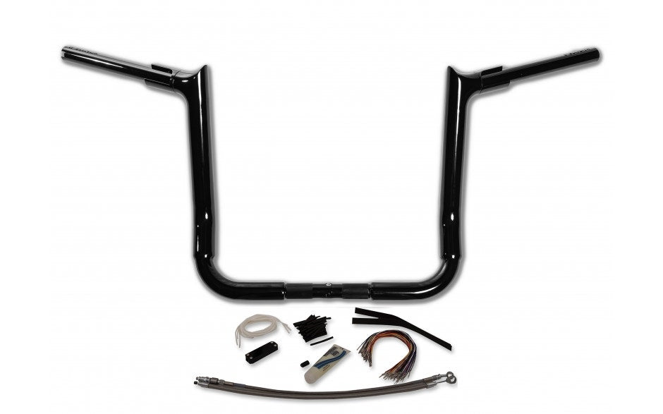 FBI Fat Baggers 1-1/2 Black 14" EZ Install Pointed Handlelbar Cable PKG FLH 08-13