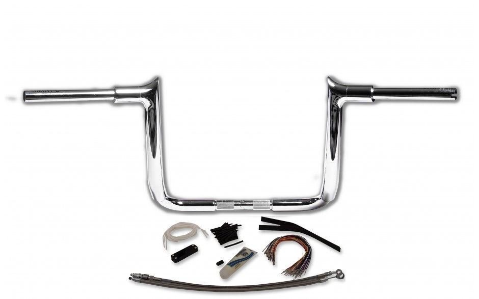 FBI Fat Baggers 1-1/2 Chrome 16" EZ Install Pointed Handlelbar Cable PKG FLH 08-13