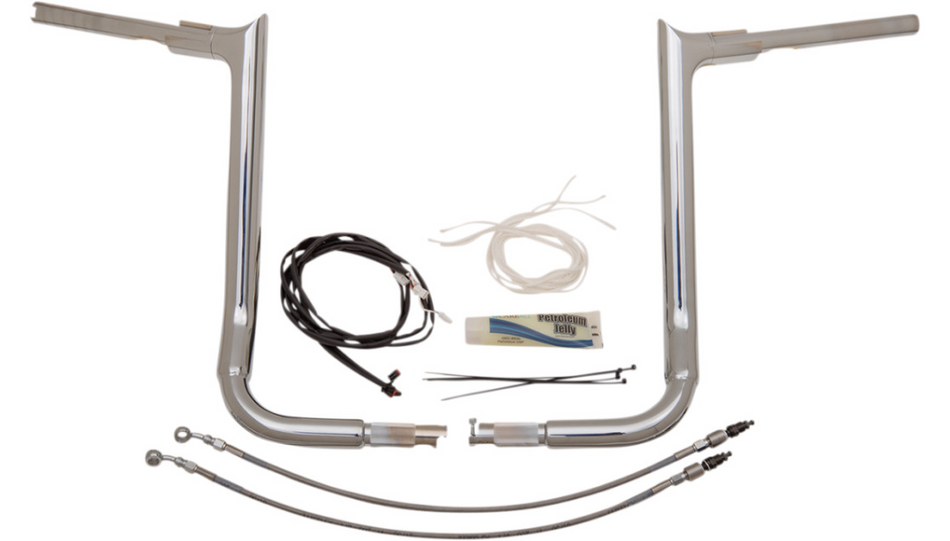 FBI Fat Baggers 1-1/2 Chrome 16" EZ Install Pointed Handlelbar Cable PKG FLH 14-20