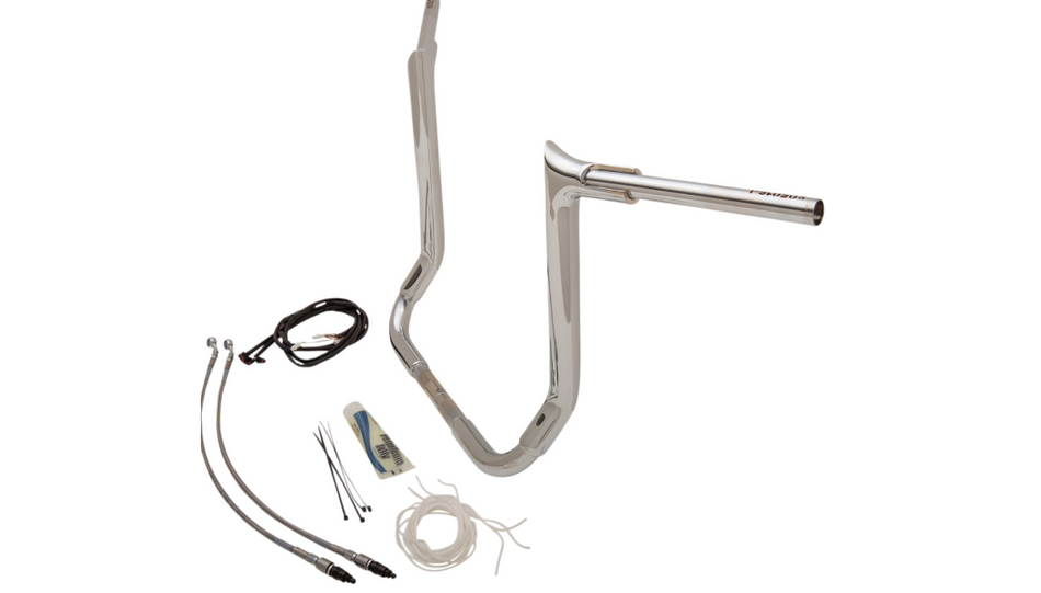 FBI Fat Baggers 1-1/2 Chrome 16" EZ Install Pointed Handlelbar Cable PKG FLH 14-20