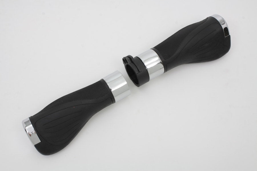 Wyatt Gatling V-Twin Donkey Black / Chrome Handlebar Grip Set - Cable Throttle