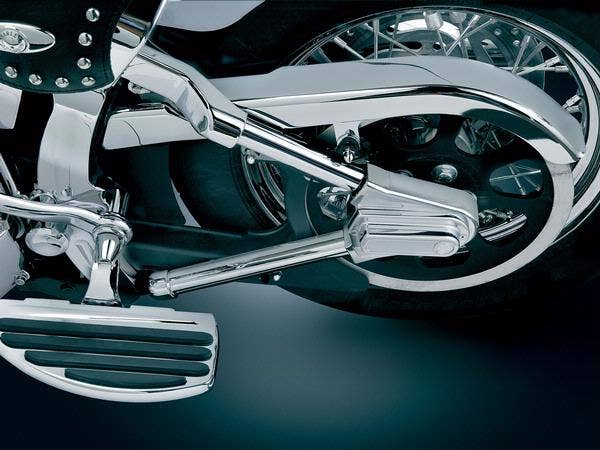 Kuryakyn Chrome Swingarm Covers w/ Phantom Axle Covers for Harley Softail 00-07