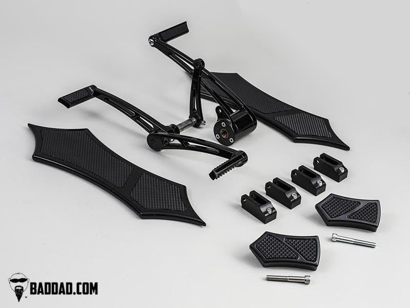 Bad Dad Black Forward Controls Heel-Toe Shifter 966 Floorboard Kit Harley 81136