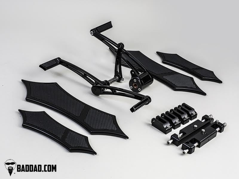 Bad Dad Black Forward Controls Heel-Toe Shifter 966 Floorboard Kit Harley 81136-3