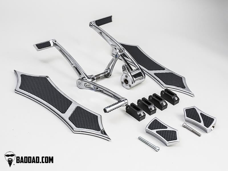 Bad Dad Chrome Forward Controls Heel-Toe Shifter 966 Floorboard Kit Harley 81136