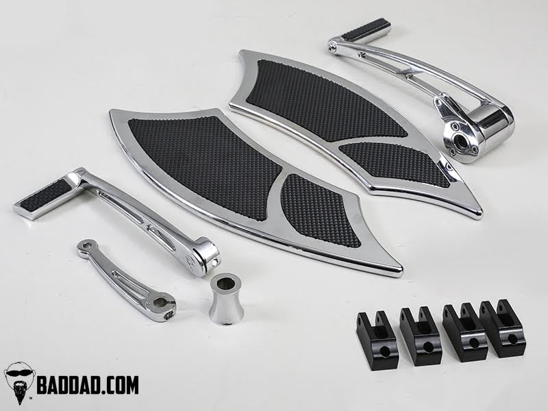 Bad Dad Chrome Forward Controls Toe Shifter 992 Floorboard Kit Harley FL 81137-2