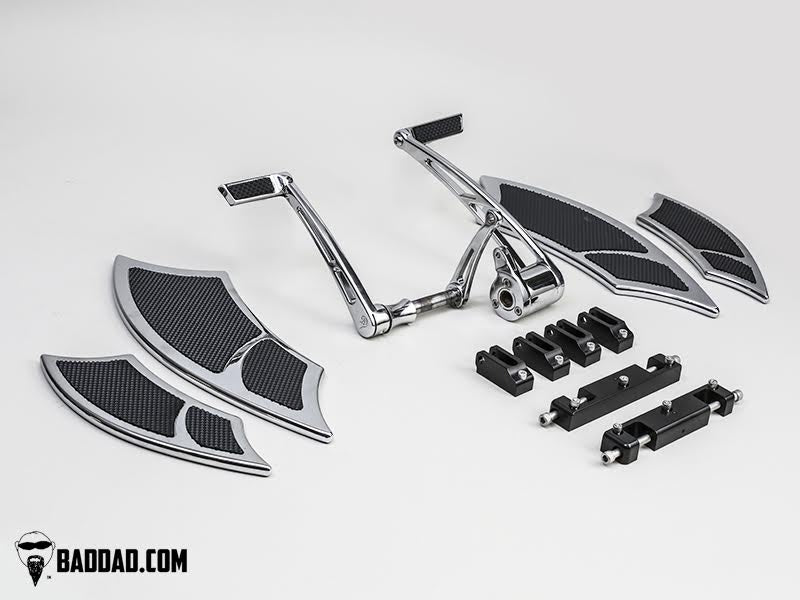 Bad Dad Chrome Forward Controls Toe Shifter 992 Floorboard Kit Harley FL 81137-4