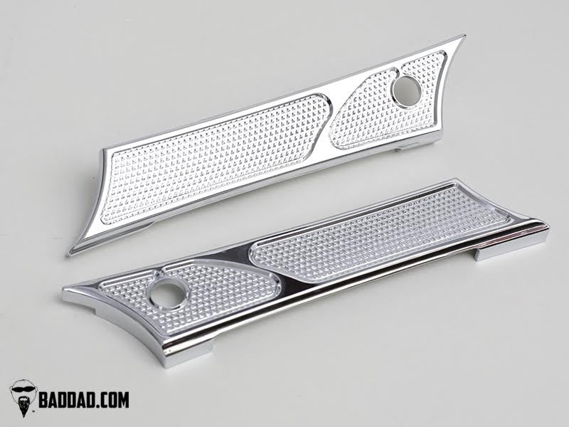 Bad Dad Chrome 900 Series Saddlebag Latch Hinge Covers Harley 14-22