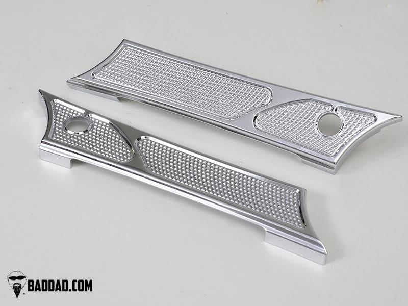 Bad Dad Chrome 900 Series Saddlebag Latch Hinge Covers Harley 14-22