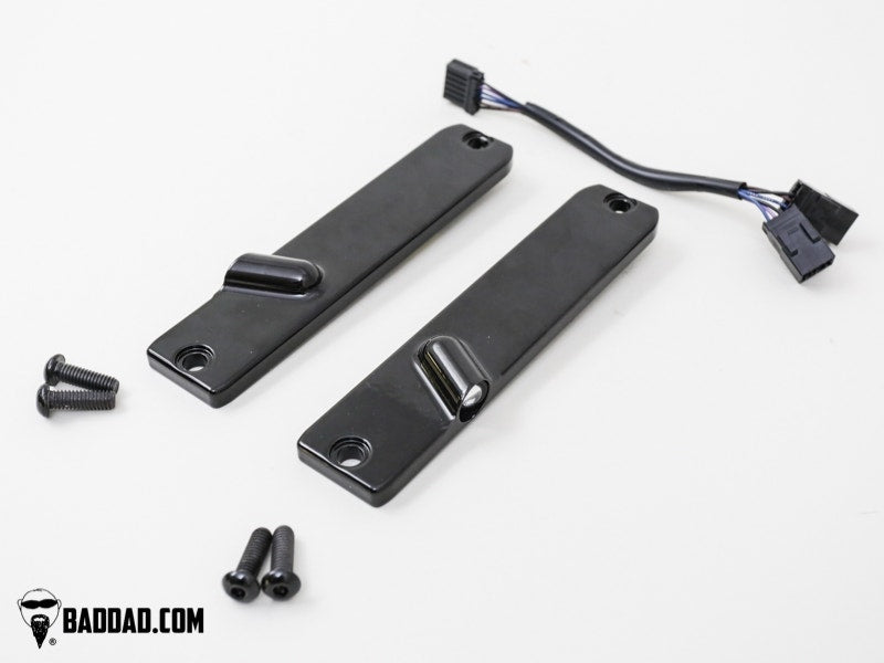 Bad Dad 900 Series Gloss Black Front LED Billet Turn Signals Harley FLS Softail