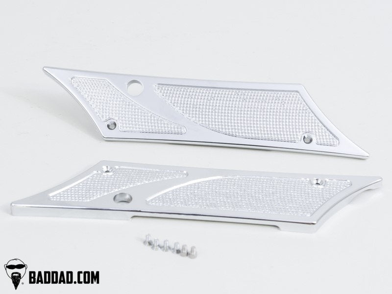 Bad Dad Chrome 900 Series Saddlebag Latch Hinge Covers Harley 93-13