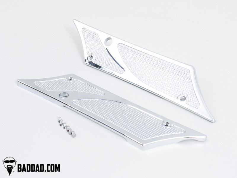 Bad Dad Chrome 900 Series Saddlebag Latch Hinge Covers Harley 93-13