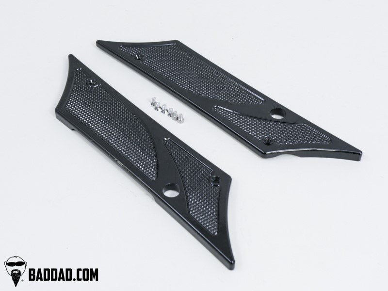 Bad Dad Black 900 Series Saddlebag Latch Hinge Covers Harley 93-13