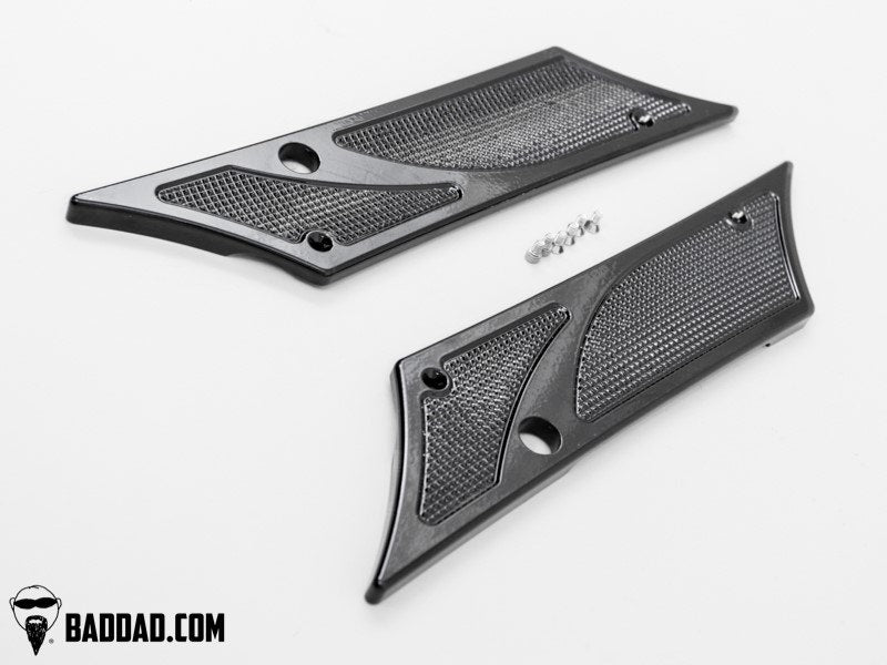 Bad Dad Black 900 Series Saddlebag Latch Hinge Covers Harley 93-13