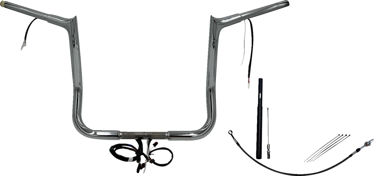FBI Wired 1-1/4" Pointed Top Handlebar Kits for 21-23 FLHT/FLHX/FLHXST & Trike - Chrome / 14"