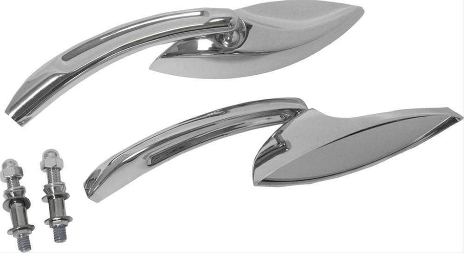 HardDrive Chrome Eliptical Style Head Custom Mirrors Pair Harley Metric