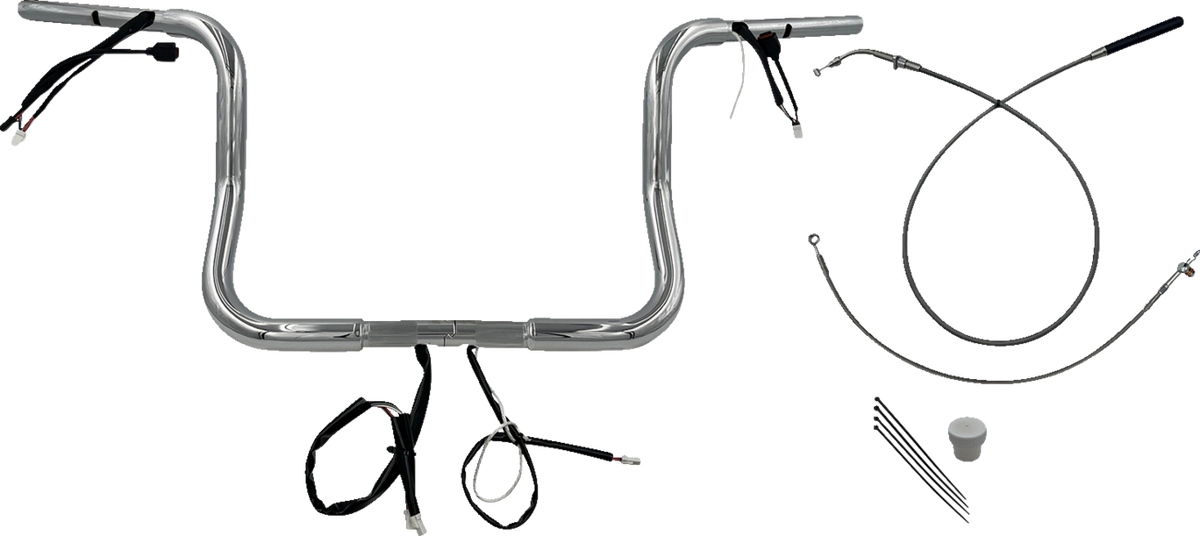 FBI 1-1/4" Round Top Pre-Wired Handlebars for 24-25 FLHX, 25 FLHXU, 23-25 FLHXSE - Chrome / 12"
