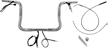 FBI 1-1/4" Round Top Pre-Wired Handlebars for 24-25 FLHX, 25 FLHXU, 23-25 FLHXSE - Chrome / 12"