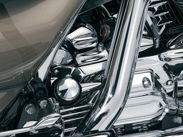 Kuryakyn 8264 Chrome Oil Filler Spout Cover (ea) Harley FLH/T 93-06