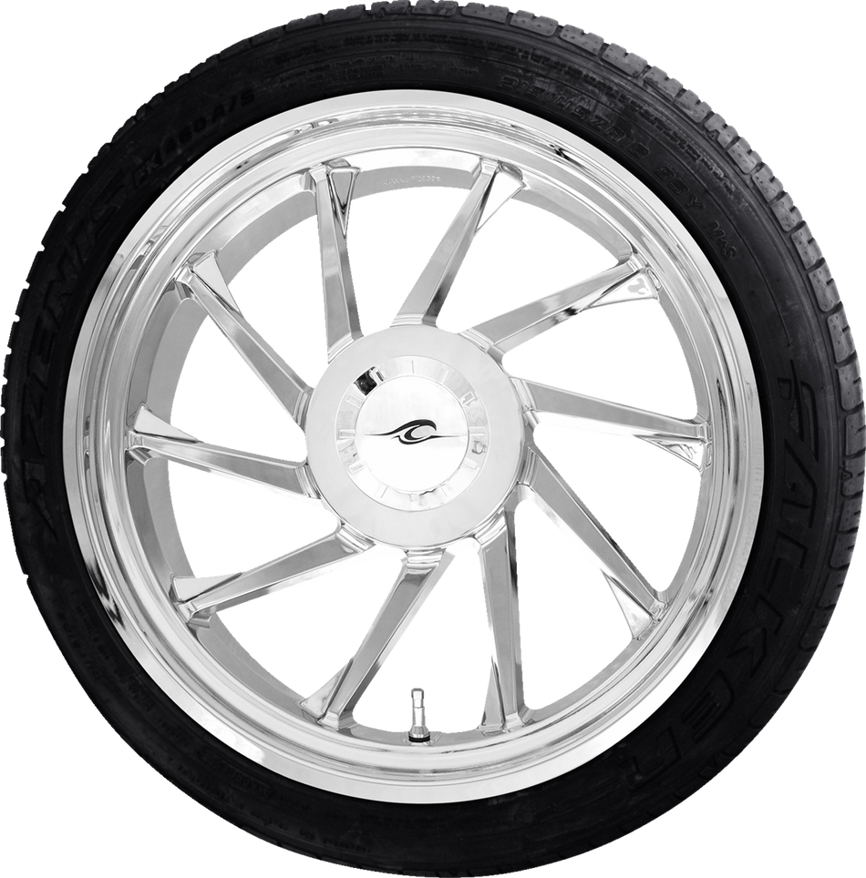 Coastal Moto Hurricane 3D Left Chrome Rear Wheel W/ Falken Azenis Tire 4 Harley
