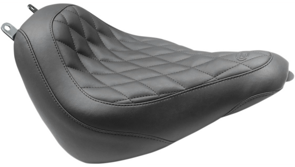 Mustang Wide Tripper Solo Black Diamond Stitch Harley Seat 18-23 FLDE/FLHC/FLHCS