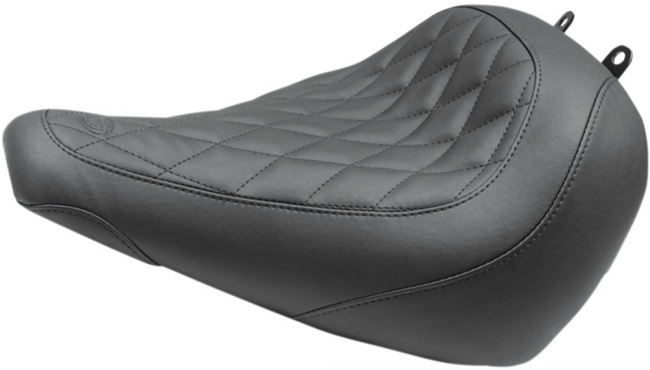 Mustang Wide Tripper Solo Black Diamond Stitch Harley Seat 18-23 FLFB/FLFBS