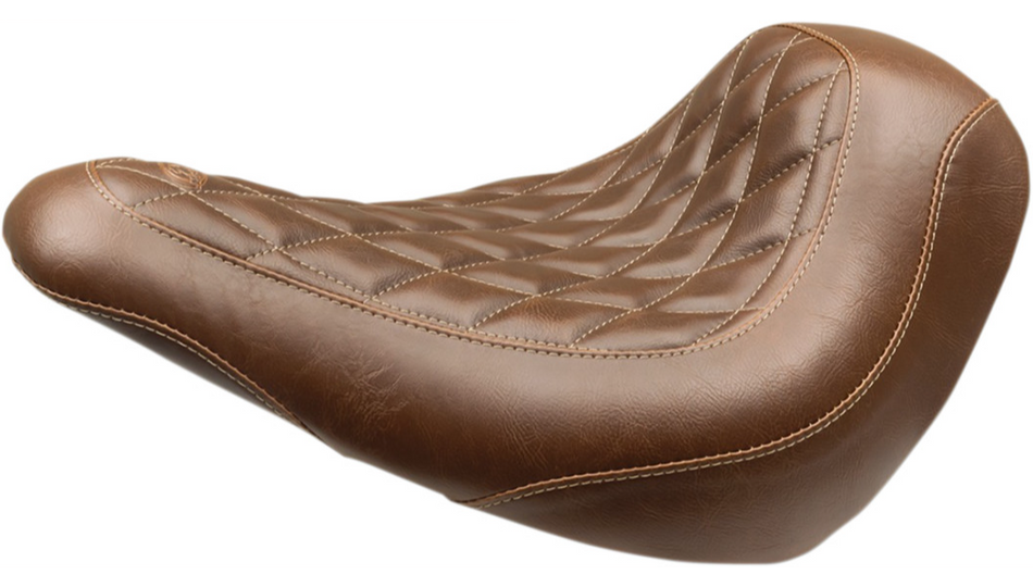 Mustang Wide Tripper Solo Brown Diamond Stitch Harley Seat 18-23 FLSB/FXLR/FXLRS