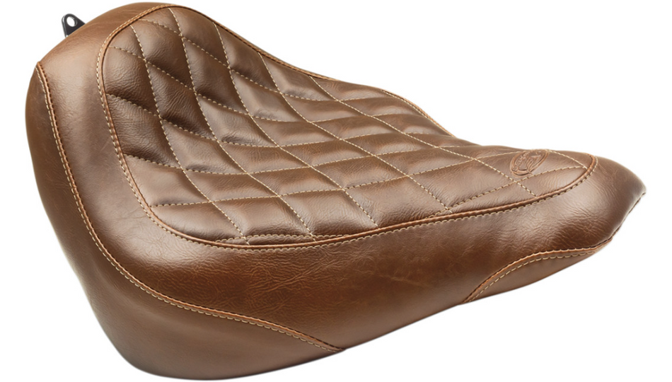 Mustang Wide Tripper Solo Brown Diamond Stitch Harley Seat 18-23 Softail FLSL