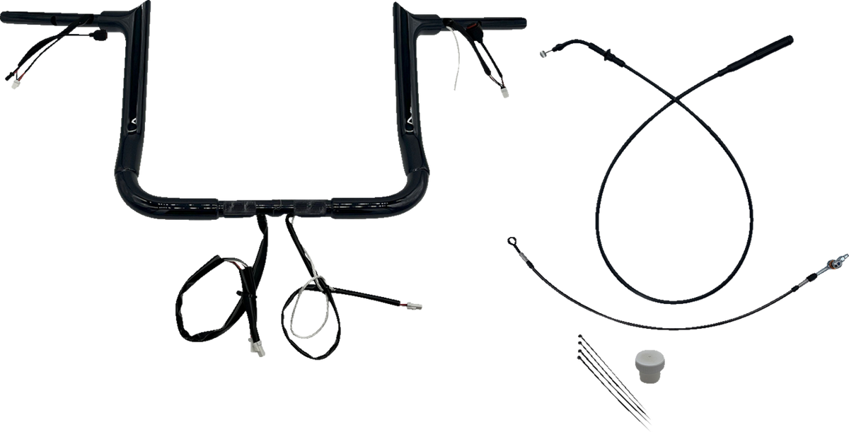 FBI Fat Baggers 1-1/2" EZ Pointed Top Pre-Wired Handlebars for FLH/X '23-'26 - Black / 12"