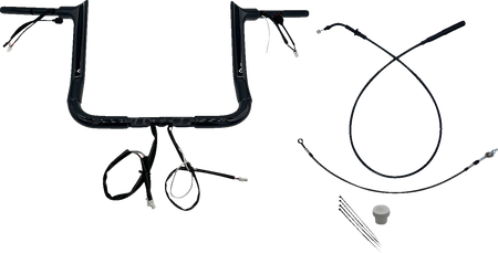 FBI Fat Baggers 1-1/2" EZ Pointed Top Pre-Wired Handlebars for FLH/X '23-'26 - Black / 12"