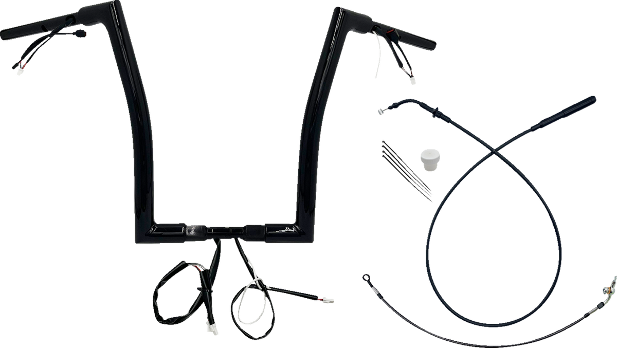 FBI Fat Baggers 1-1/2" EZ Flat Top Pre-Wired Handlebars for FLTR '23-'26 - Black / 16"