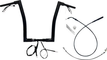 FBI Fat Baggers 1-1/2" EZ Flat Top Pre-Wired Handlebars for FLTR '23-'26 - Black / 16"