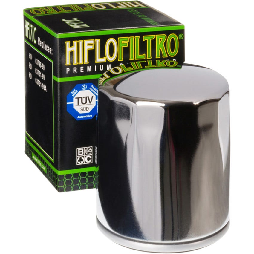 Hiflofiltro Premium Chrome Oil Filter for Harley 99-23 Touring/Softail Models
