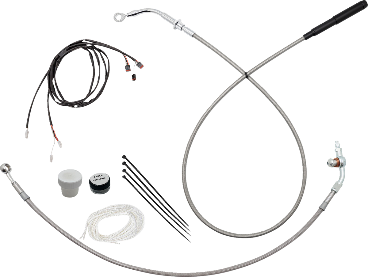 FBI EZ Install Upper Clutch Kit - Quick Connect for 2021-2026 H-D Touring - FLTR '21-'25 / Braided Stainless Steel/Chrome / 18"